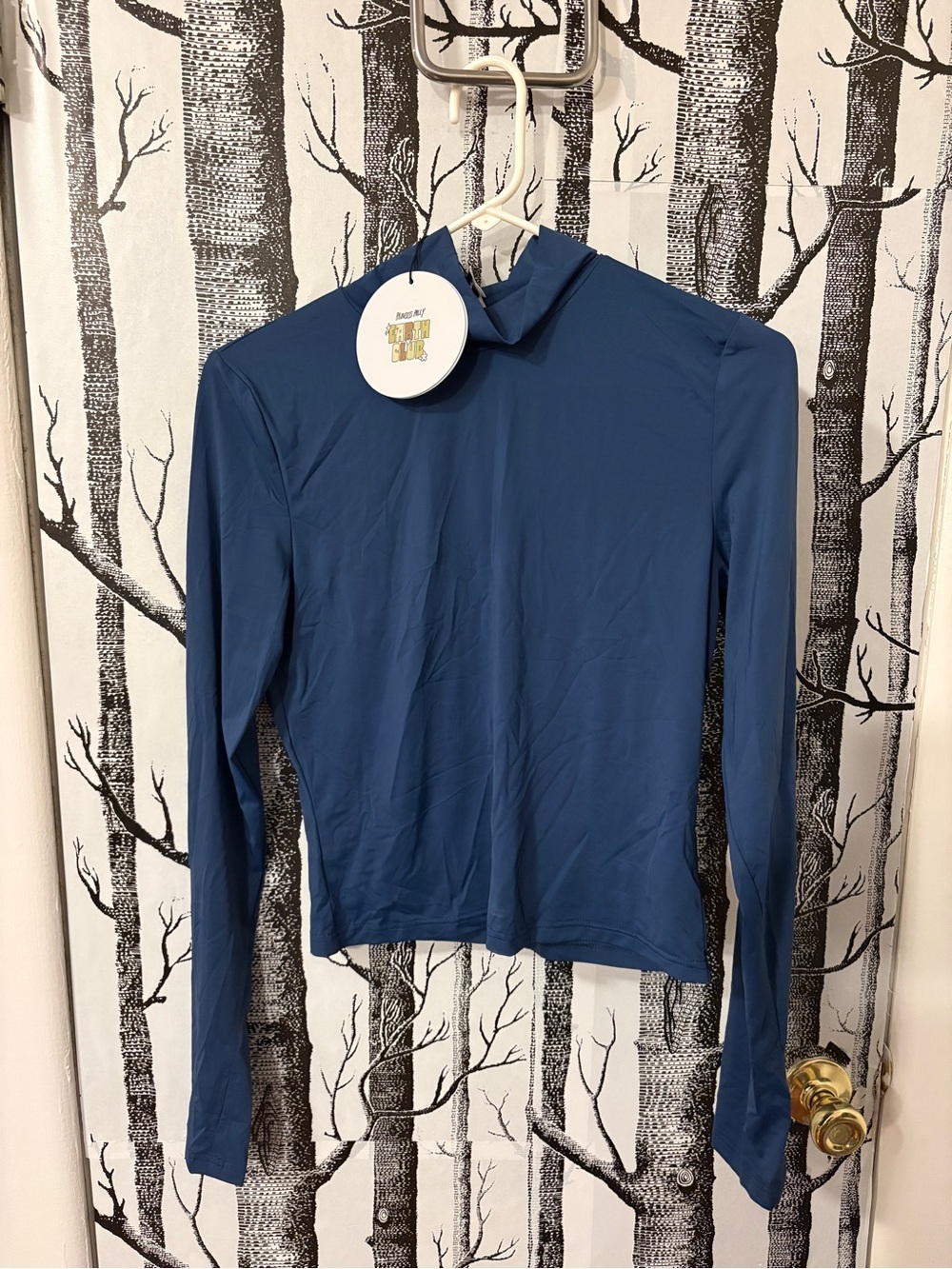 Princess Polly Long-Sleeve Mock Neck Top in Teal Blue